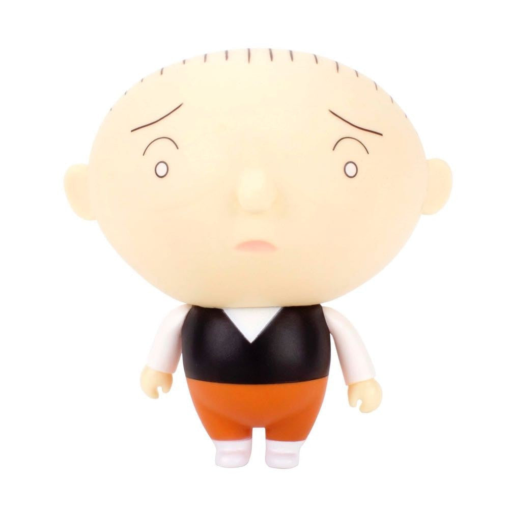 The Jimmy Corrigan Vital Animus Vinyl Doll by Presspop (JP) features Chris Ware’s character with a large oval head, thin black hair lines, worried expression, black vest, white shirt, and orange pants.