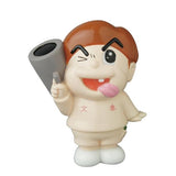 A playful collectible, the Vinyl Artist Gacha Series 13 - Fumharu Kun by Medicom (JP) features a cartoonish figurine with brown hair, winking, sticking out its tongue, and holding a large gray object—perfect for any collection.