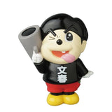 The Medicom (JP) Vinyl Artist Gacha Series 13 - Fumharu Kun is a playful collectible figure with a winking face, black cap and shirt with white Japanese characters, holding a large gray object and sticking out its tongue.