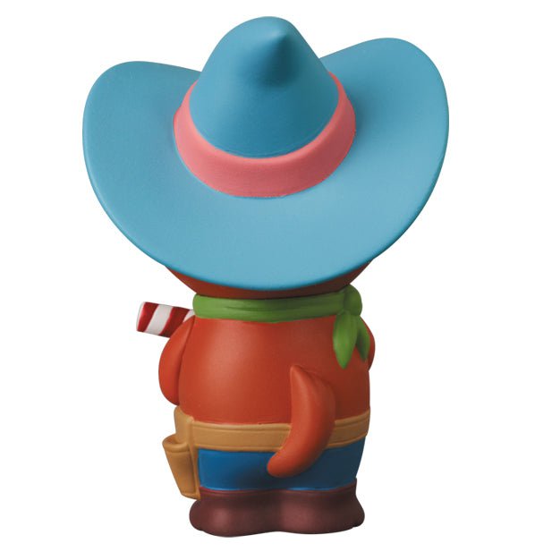 A vintage Medicom Kellogg's Ultra Detail Figure No.648 Sugar Pops Pete (Classic) cowboy wearing a hat.