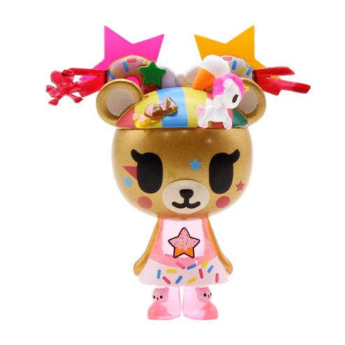 A Kawaii All Stars Blind Box toy bear by tokidoki wearing a hat with stars on it.