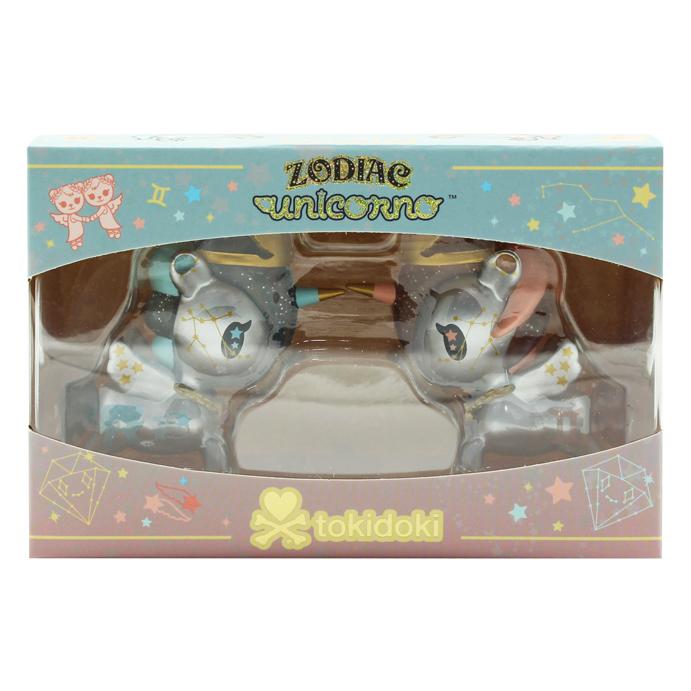 Two Zodiac Unicorno — Gemini (2 Pack) figurines in a box, representing the friendship between Gemini by tokidoki.