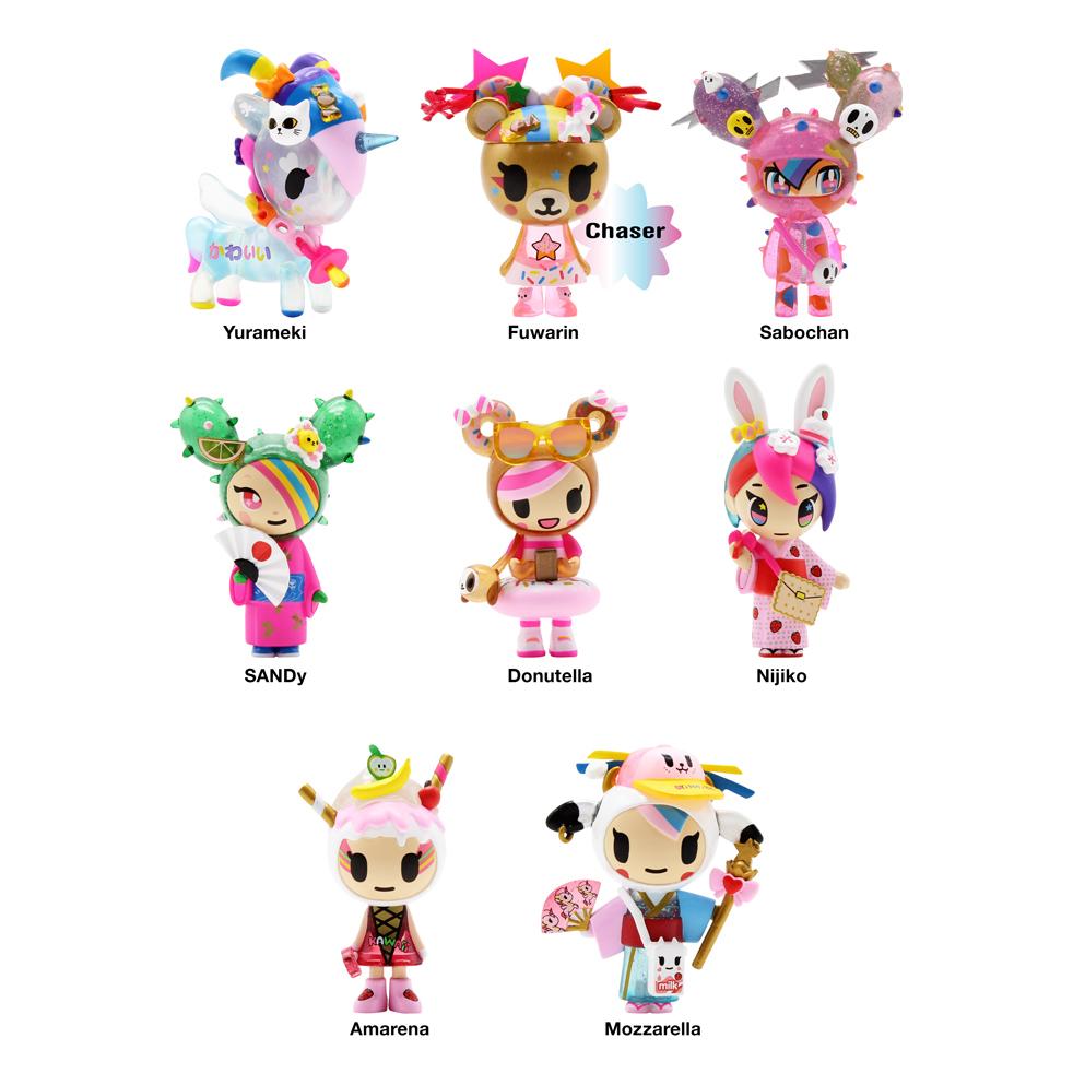 A group of Kawaii All Stars Blind Boxes by tokidoki in different outfits.