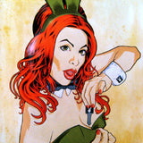 A woman with red hair holding a key was featured at the Brian Ewing Playboy Redux Acrylic Magnet exhibit by Rotofugi.