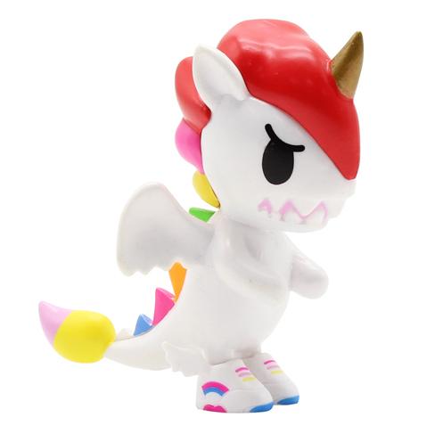 A Tokimondo Blind Box toy unicorn from the tokidoki series with colorful wings and horns.