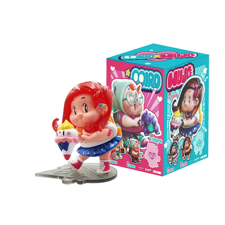 A Miro & Wujo Blind Box figurine of a girl with red hair, inspired by Chinese artist Wujo.