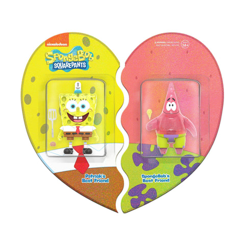SpongeBob SquarePants and his BFF Patrick Star are always up for fun adventures in Bikini Bottom with the Super 7 (US) SpongeBob and Patrick ReAction — BFF 2-Pack (Glitter).