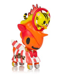 A collector toy featuring a Unicorno Series 11 Blind Box from tokidoki with a tiger on top.
