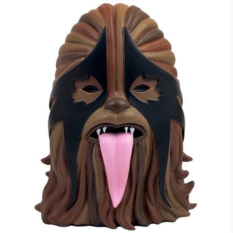 A MintyFresh (NL) Thrashbacca - 4 inch Original Edition figure wearing a Chewbacca mask with its tongue sticking out.