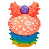 A colorful cactus toy with a skull on top, part of the limited edition tokidoki Cactus Bunnies Series 2 Special edition Figurine collection.