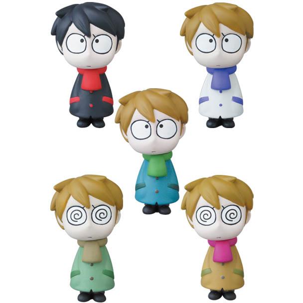 A collection of five vinyl toy figurines named