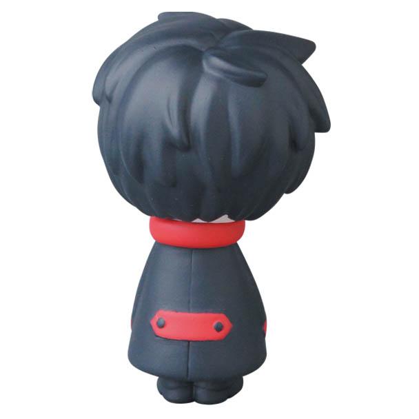 The VAG Series 25 β Edward the Timid Friend by SONIC, crafted by Medicom (JP), is a small figurine that captures the essence of classic Japanese vinyl toy design, showcasing black hair and a bold red and black outfit when viewed from behind.
