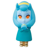 VAG Series 25 — Maria by Asami Matsumura (Medicom JP): A small blue vinyl figurine with orange eyes, teal dress and headpiece, crossed arms, and gold shoes—an adorable showcase of Japanese vinyl toy artistry.