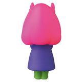 The VAG Series 25 — Maria by Asami Matsumura, a Medicom (JP) gachapon vinyl toy, features a large pink head, small green feet, a purple dress, and pointed ear-like shapes—shown here from the back.
