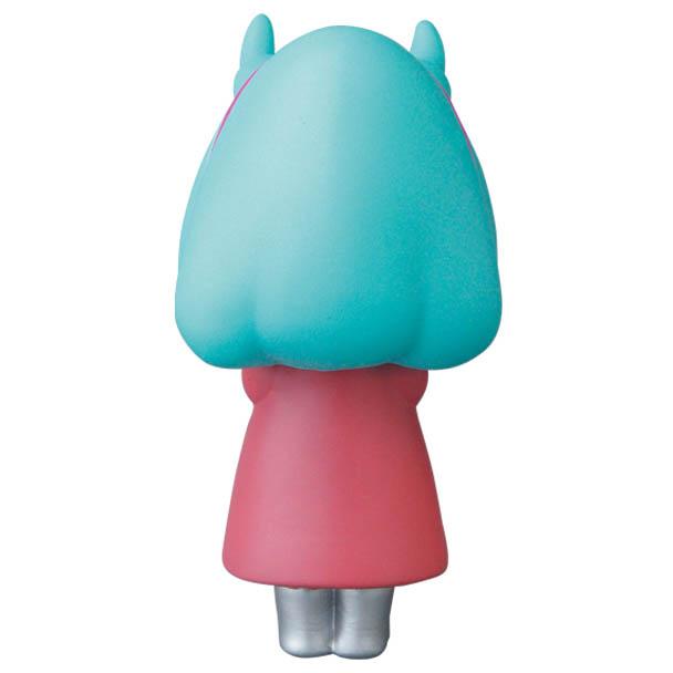 Medicom (JP) VAG Series 25 — Maria by Asami Matsumura: This Japanese vinyl figure is shown from the back, featuring teal hair, small horns, a pink dress, and silver shoes.