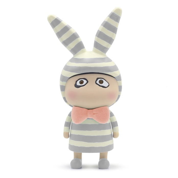 An artist from Hong Kong created a charming toy bunny in a striped outfit with a bow tie called A Boy by How2Work (HK).