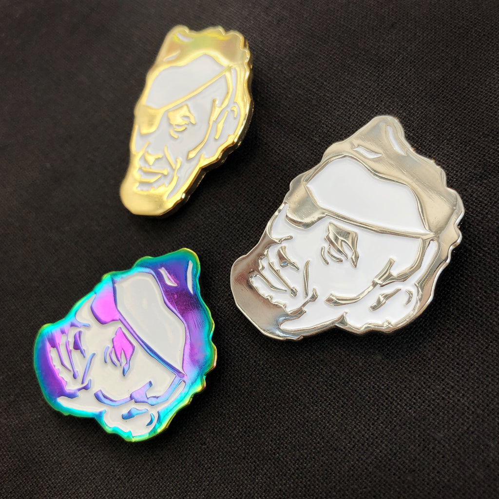 Rotofugi Pirate Abe Enamel Pin featuring Pirate Abe, available at Rotofugi designer toy store.