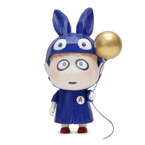 An artistically crafted figurine of Balloon A Boy — Blue holding a blue balloon by How2Work (HK).