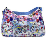 A bag with several cartoon characters from the Naughty or Nice Tokidoki Everyday Shoulder Bag Collection.