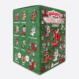The tokidoki Holiday Unicorno Series 2 Blind Box features festive unicorn characters, holiday décor, ornament-style chase figures, and a character name list on the left side of its green packaging.