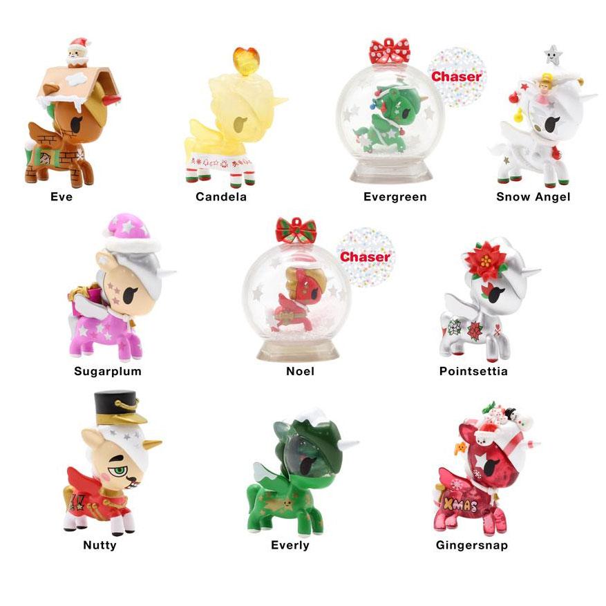 The tokidoki Holiday Unicorno Series 2 Blind Box features ten festive figurines, each with unique names like Eve and Sugarplum. Collect for a surprise—some figures are ornament-style special chases!.