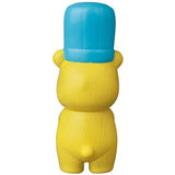 A yellow bear in a blue hat, inspired by Japanese vinyl toy design, VAG Series 28 — Koguma Kekiyasan by Kamentotsu from Medicom (JP).