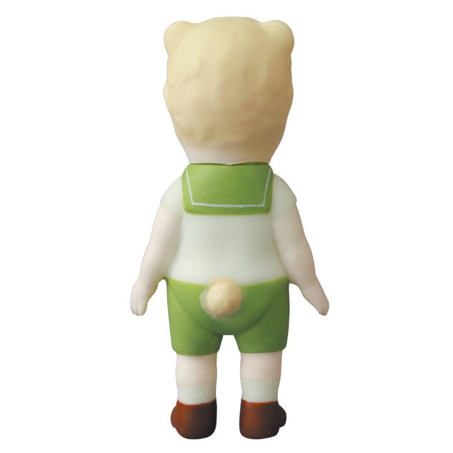 A small figurine of a bear wearing green shorts, inspired by VAG 30 β Kumamimichan figures from Medicom.