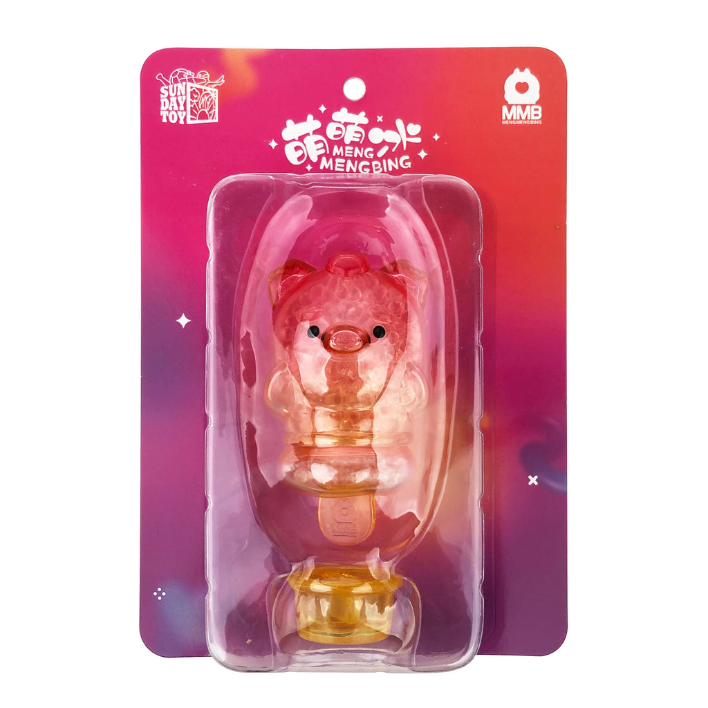 A pink toy pig in packaging for Sun Day Toy (CN) Meng Meng Bing — Pig Popsicle Mini-Figure.