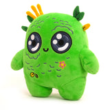 A Mossy the Moss Spirit Plush by Mumbot with big eyes.