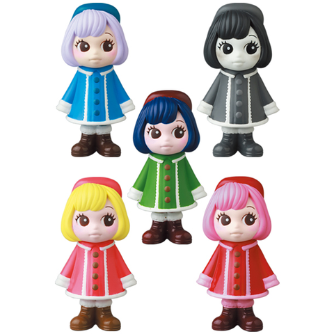 A group of Medicom's VAG 31 — Uramy and Tsurami figurines with colorful hair and clothes.