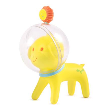 A yellow Puppy Tang wearing a helmet from the Little Forest series by AICHIAILE (CN).