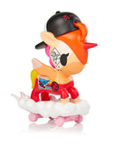 A tokidoki Unicorno Series 11 Blind Box is riding a skateboard.