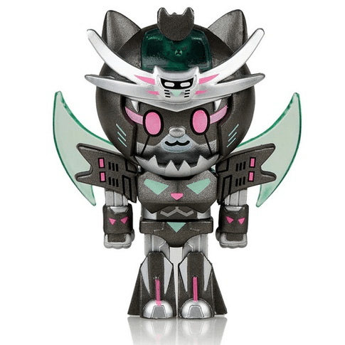 A black and pink toy from the Tokimondo Series 2 Blind Box with green eyes by tokidoki.
