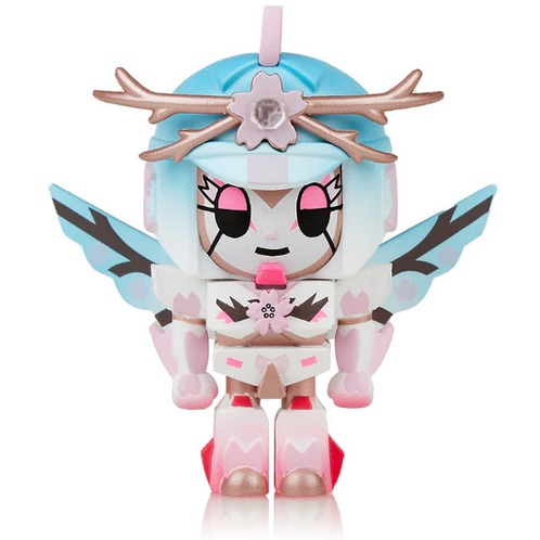 A pink and white figure with wings and horns, inspired by tokidoki's Tokimondo Series 2 Sakura Samurai - Limited Edition.