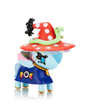 A Unicorno After Dark Series 3 Blind Box from tokidoki, hidden in a blind box, features a witch hat and a spooky design.