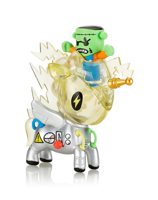A tokidoki Unicorno After Dark Series 3 Blind Box, featuring a toy unicorn with a robot on top.
