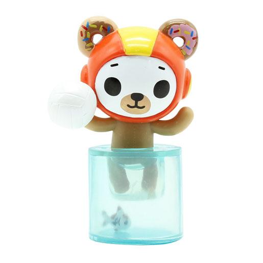 A sports toy bear holding a ball in a clear container from All Star Champs Blind Box by tokidoki.