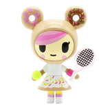 A All Star Champs Blind Box by tokidoki doll with a tennis racket is holding a racket.