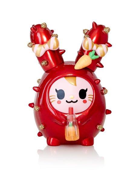 A red Year of the Rabbit Cactus Bunnies- Limited Edition figurine, inspired by tokidoki.