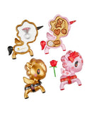 A set of Tokidoki Sweet Heart Unicorno 2-Pack figurines featuring a unicorn and a rose.