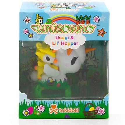 A box with a Usagi and Lil' Hopper Easter Unicorno figurine by tokidoki.