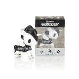 A black and white tokidoki x MLB Chicago White Sox Unicorno 2022 toy, perfect for Chicago pride, inside a box.