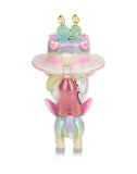 The Tokidoki 20 Candles Unicorno Special Edition figurine is a whimsical pastel unicorn holding a tiered cake with candles, celebrating the Twentieth Anniversary, featuring an enchanting design with a clear glass bottle.