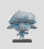 From Kaleidos Creative, the Capkins — Series 2 Blind Box features a blue and white figure with a bubble-covered, mushroom-like head inspired by Fungi Forest, standing on a platform with big teary eyes and a sad expression.