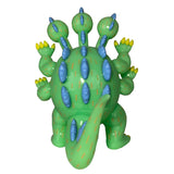 The Dinosuke Green vinyl figure by Paradise Toy (TW) features green skin, multiple blue eyes, yellow claws, and orange stripes—an eye-catching collectible standing upright with its tail curved forward.