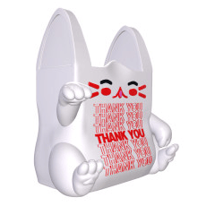 Fuku The Lucky Cat Bag by DoomCo Designs (US) is a white, bag-shaped figure with red 