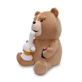 A high-quality plush teddy bear, holding a bong in one hand and a lighter in the other, sits upright. This TED 13