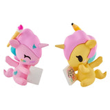 Tokidoki Twinsies Unicorno Blind Box by tokidoki features two cute Unicornos with pastel manes, one drawing with a paintbrush and the other with a pencil on its head. Perfect collectible surprises for any fan!.