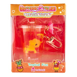 The tokidoki Tokidoki Beverage Besties Unicorno - Tropical Fizz (Special Edition) keychain features a yellow unicorn in a drink cup with a pink straw, accented by vibrant colors and playful fruity details.