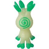 The VAG 46 — Mandoraguraki by Medicom is a small, green and off-white Japanese vinyl figure with three prongs on its head, a spiral face design, and webbed hands and feet—perfect for gachapon collectors.